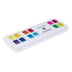 Sennelier l'aquarelle Bright colours watercolor set in half-pans, 12 pieces, metal case