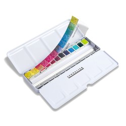 Sennelier l'aquarelle Bright colours watercolor set in half-pans, 12 pieces, metal case