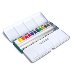 Sennelier La Petite Aquarelle zestaw akwareli w półkostkach 12 sztuk metalowe etui