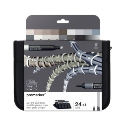 Winsor&Newton promarker grey and black set of 24 colors