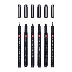 Talens pigment fineliner complete zestaw 6 cienkopisów