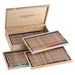 Caran d'ache luminance 6901 set of 100 drawing pencils in a wooden case