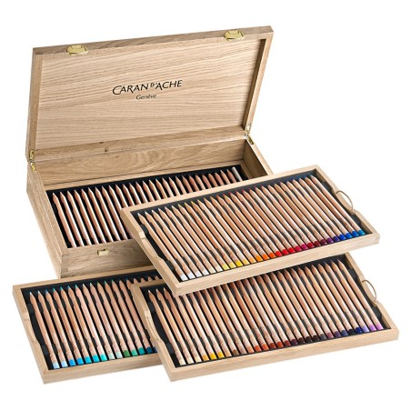 Caran d'ache luminance 6901 set of 100 drawing pencils in a wooden case