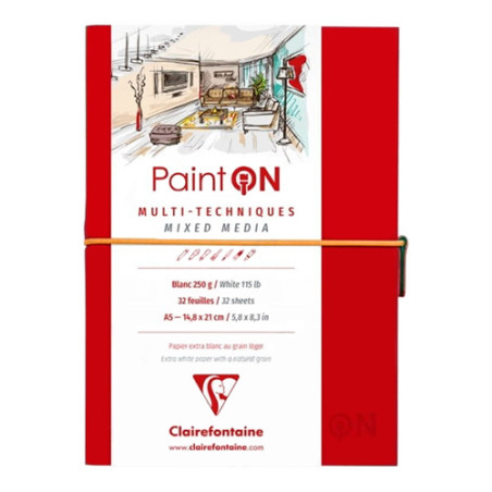 Block Clairefontaine paint on mixed media 250g 32ark red