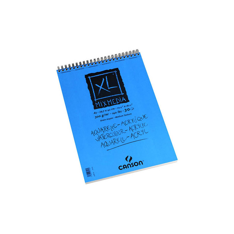 Szkicownik XL Mix media na spirali, Canson, 300 g,  SZAŁ DLA PLASTYKÓW