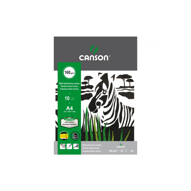 Blok Canson techniczny czarny 160g 10ark - sklep plastyczny - szał dla