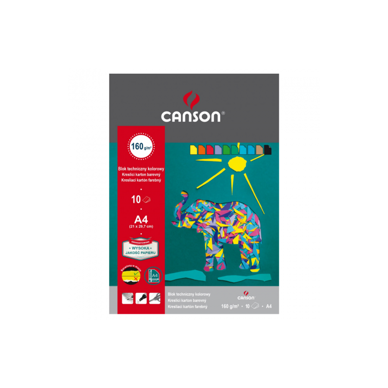 Blok Canson techniczny kolorowy 160-180g 10ark - sklep plastyczny - sz