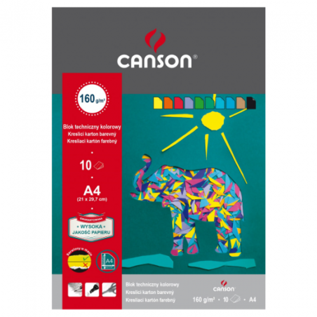 Blok Canson techniczny kolorowy 160-180g 10ark - sklep plastyczny - sz