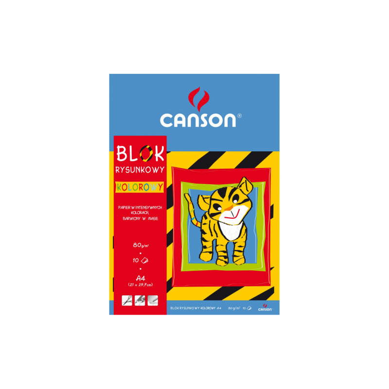 Blok Canson z papierem kolorowym 70-80g 10ark - sklep plastyczny - sza