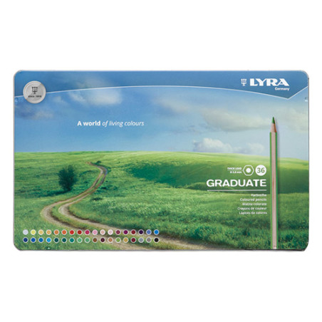 Lyra graduate 36 color metal crayons. pack.