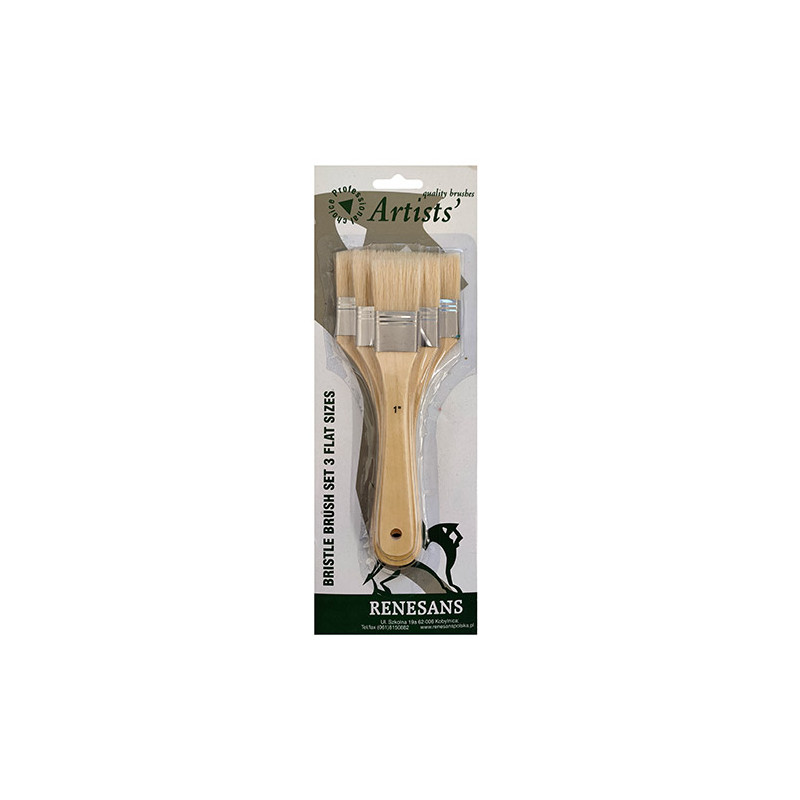 Renesans set of 3 flat bristle brushes