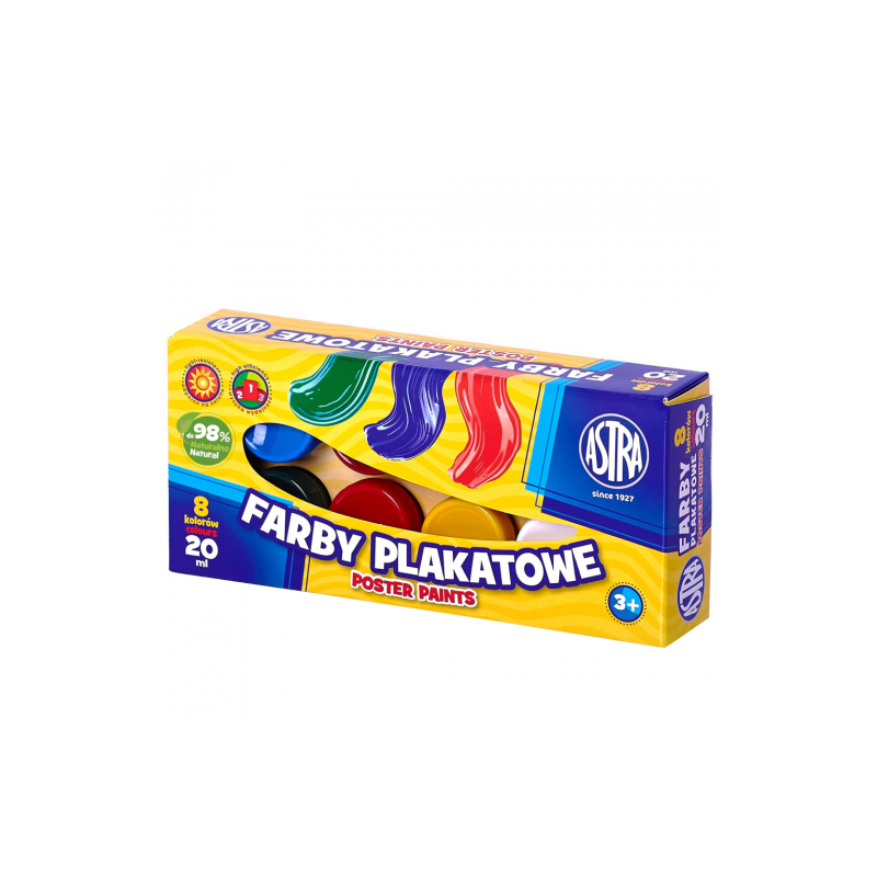 Astra zestaw farb plakatowych 8x20ml - Sklep plastyczny - szał dla pla