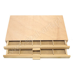 Drewniana kaseta na pastele dwupoziomowa 40x24,3x2,7 cm SZAŁ DLA PLAST