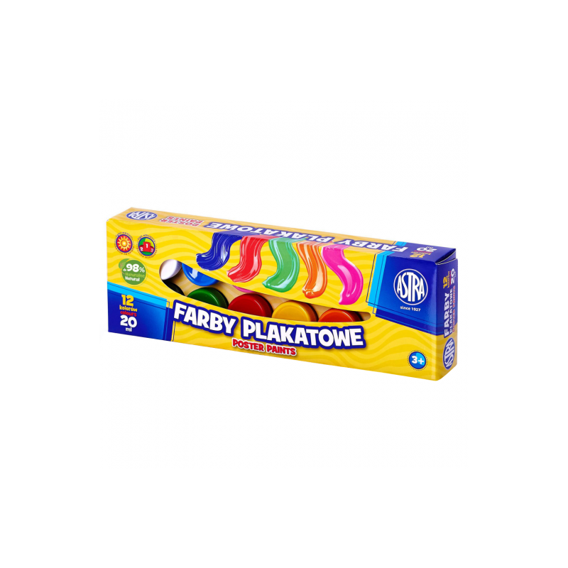 Astra zestaw farb plakatowych 12x20ml - Sklep plastyczny - szał dla pl