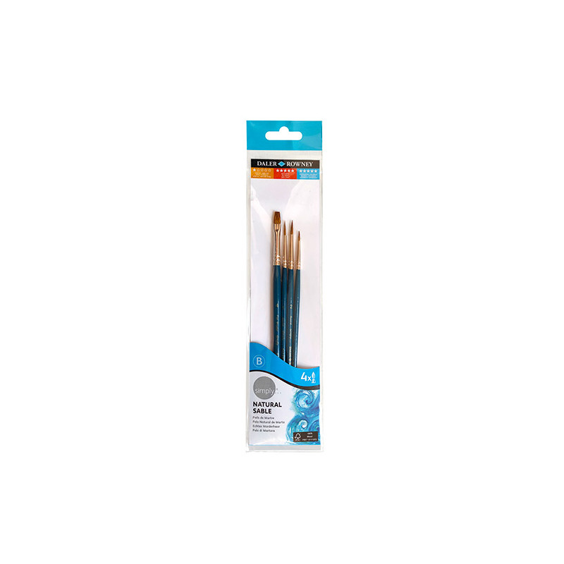 A set of 4 natural brushes Simply Daler Rowney Sable