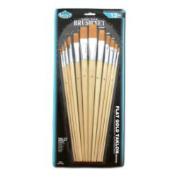 The set of 12 brushes ROYAL series RL9603 golden synthetic flat