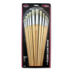 The set of 12 brushes ROYAL series RL9602 white bristles round