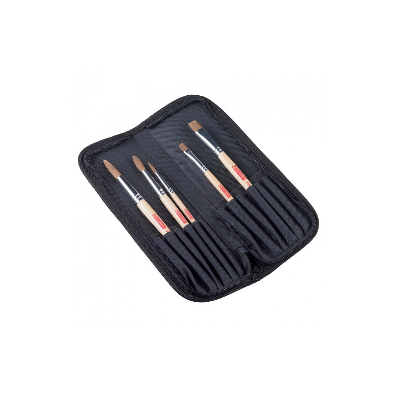 Talens artcreation set of 5 brushes in horsehair and polyester case