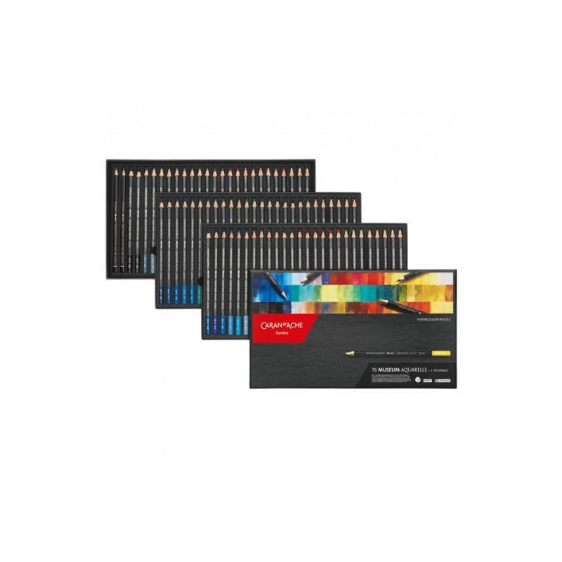 Caran d'Ache museum aquarelle set of 76 watercolor pencils+2 pencils