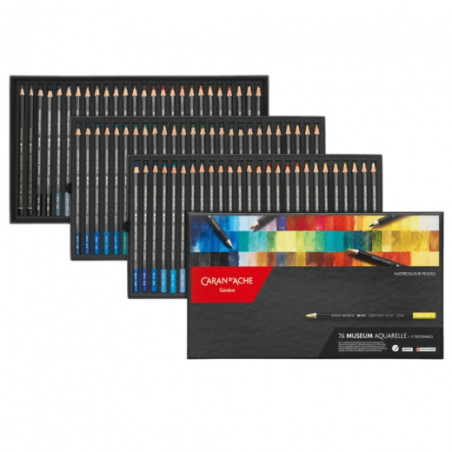 Caran d'Ache museum aquarelle set of 76 watercolor pencils+2 pencils