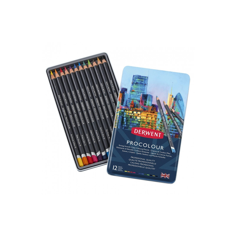 Derwent procolor set of 12 artistic pencils metal pack