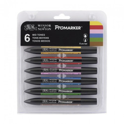 Winsor&Newton, promarker, mid, tones, set, 6, colours - szal art - skl