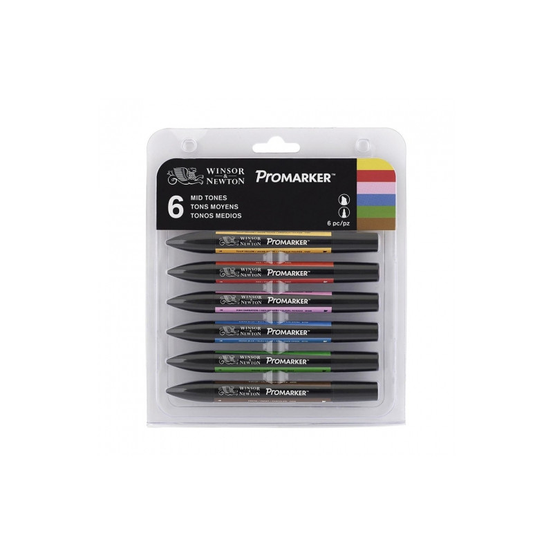 Winsor&Newton, promarker, mid, tones, set, 6, colours - szal art - skl