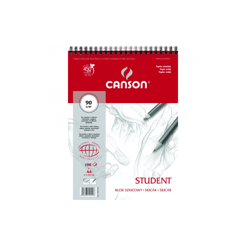 Blok Canson student szkicowy na spirali 90g - sklep plastyczny - szał