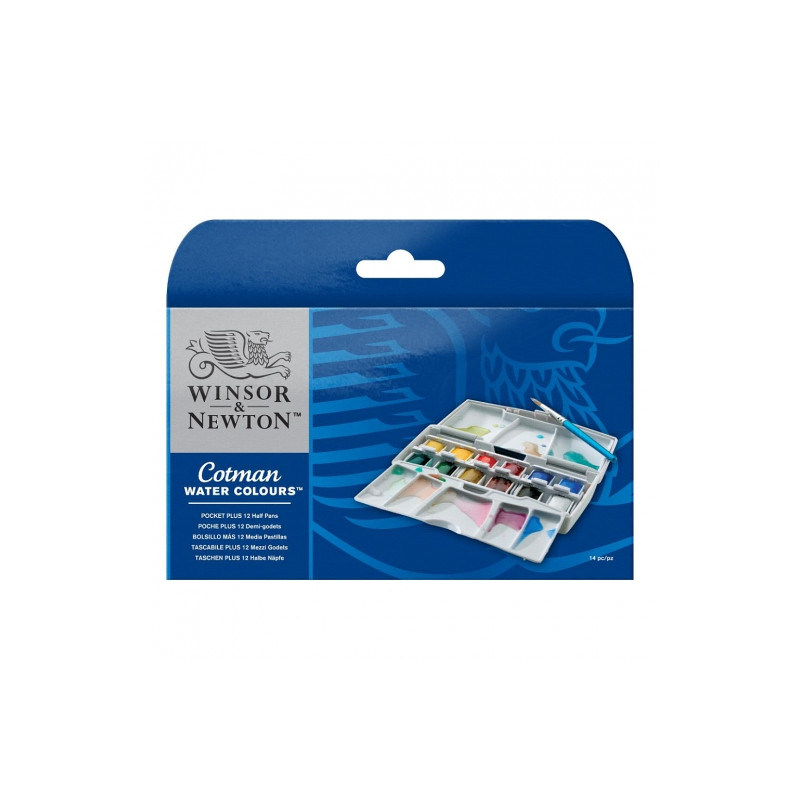Winsor&Newton cotman pocket plus farby akwarelowe 12 półkostek - sklep