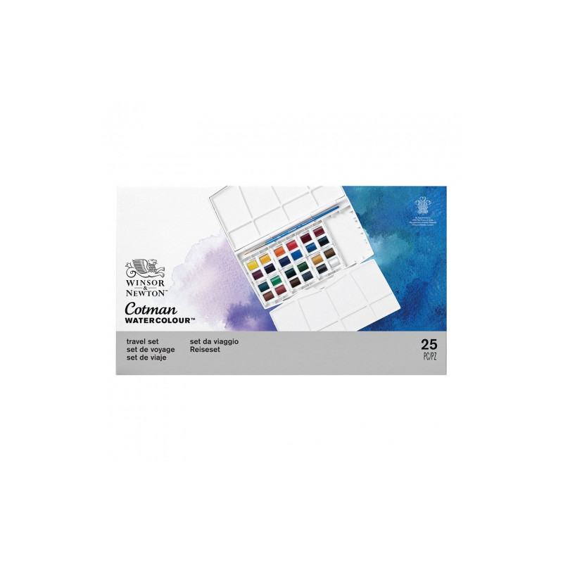 Watercolor Cotman paints painting plus 24 half pans