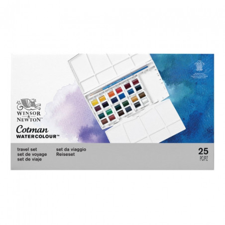 Watercolor Cotman paints painting plus 24 half pans