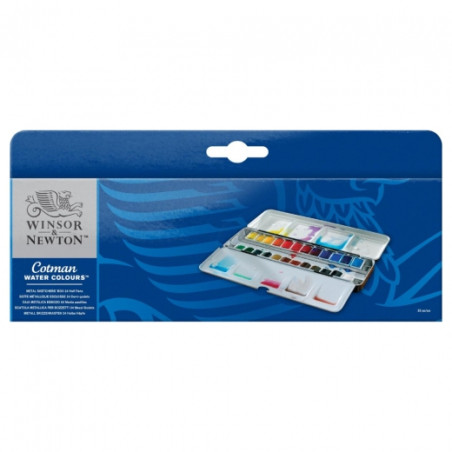 Winsor&Newton cotman akwarele 24 półkostki metalowe opakowanie - sklep