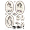 Rice paper for decoupage woman vintage frame A4 ITD R640